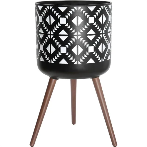 Miniatura 10 de D'vine Dev Maceta de 12 pulgadas con soporte, maceta alta de mediados de siglo con patas para plantas de interior, bronce/negro, 88-G-C-6