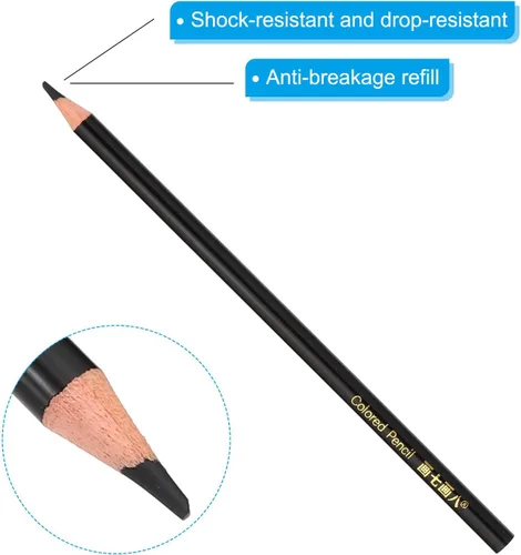 Miniatura 4 de PATIKIL Juego de lápices de colores negros, 12 lápices de color al óleo, lápiz de dibujo de madera para pintura artística de artistas