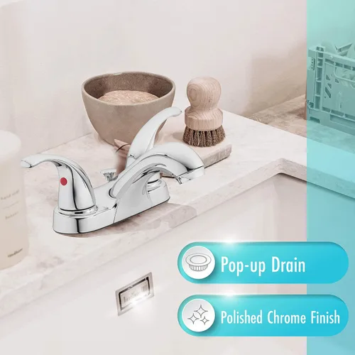 Miniatura 2 de Aqua Vista 15-B42WP-CH-AV Grifo de fregadero de baño de dos asas, cromo pulido