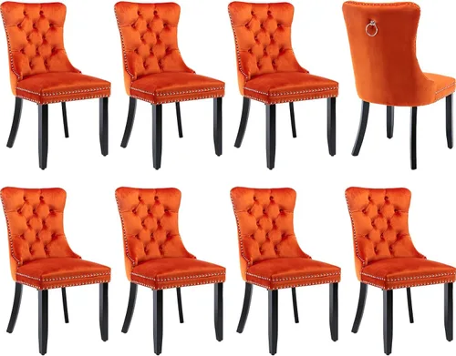 Miniatura 36 de Juego de 2 sillas de comedor modernas, sillas de comedor tapizadas acolchadas con patas de madera maciza, silla de cocina de tela de lino beige