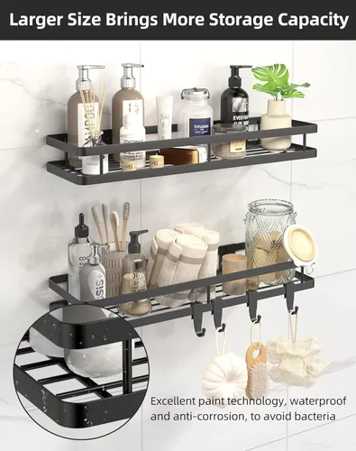 Miniatura 5 de Estante organizador de especias para montaje en pared, paquete de 2 unidades de 15.7 pulgadas [versión mejorada] Estante organizador de condimentos