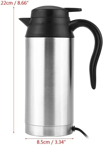 Miniatura 5 de Acouto Hervidor eléctrico de acero inoxidable para coche, 25.4 fl oz, 12 V, calentador de cigarrillos, calentador de agua portátil para té