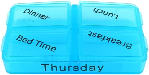Miniatura 2 de Dispensador semanal, contenedor de almacenamiento de 7 días a la mañana de la mañana, organizador para vitaminas, aceite de hígado de bacalao