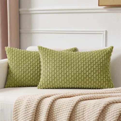 Miniatura 57 de Kevin Textile - Juego de 2 fundas de almohada decorativas de pana de 22 x 22 pulgadas, suaves, estilo bohemio, a rayas, decoración moderna del hogar