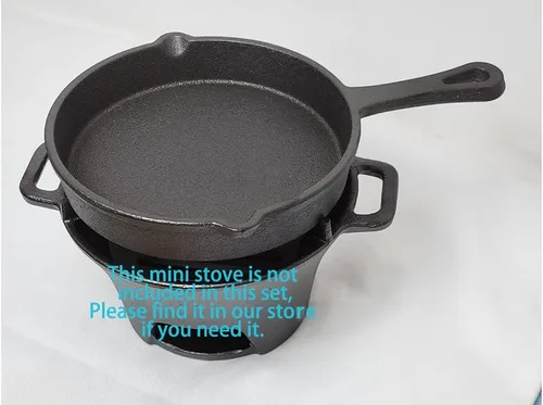 Miniatura 7 de HAWOK Sartén de hierro fundido, sartén redonda, mini servidor, DIA.5.3 pulgadas, negro