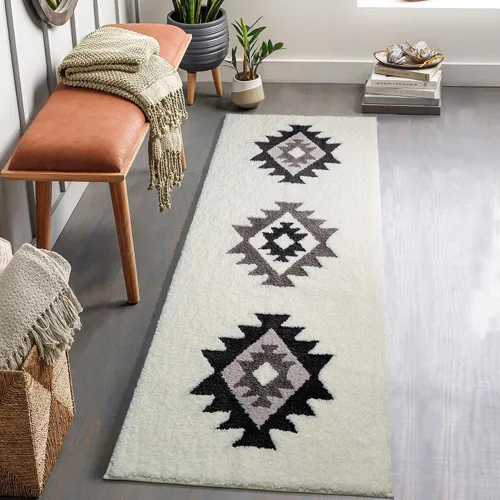 Miniatura 23 de DEXDE Alfombras de Baño Bohemias Marroquíes Alfombra de Baño 20x32 Pulgadas - Tapete de Baño Geométrico Antideslizante, Beige Crema Lavable a