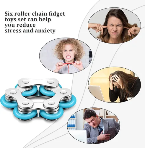 Miniatura 4 de Sumind 2 unidades de cadena de bicicleta Fidget Roller Chain Fidget con seis Flippy Novedad Alivio del estrés para adultos Ansiedad Autismo, regalo