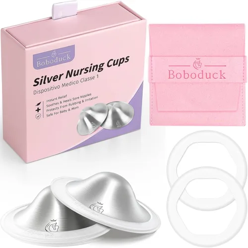 Boboduck Cubiertas para pezones de plata 925 para lactancia materna, las tazas de lactancia de plata originales, protegen y alivian los pezones