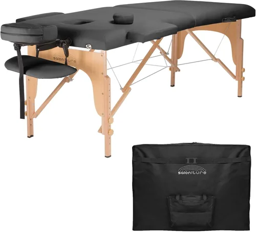 Miniatura 8 de Saloniture - Mesa de masaje plegable portátil profesional con estuche de transporte, color negro