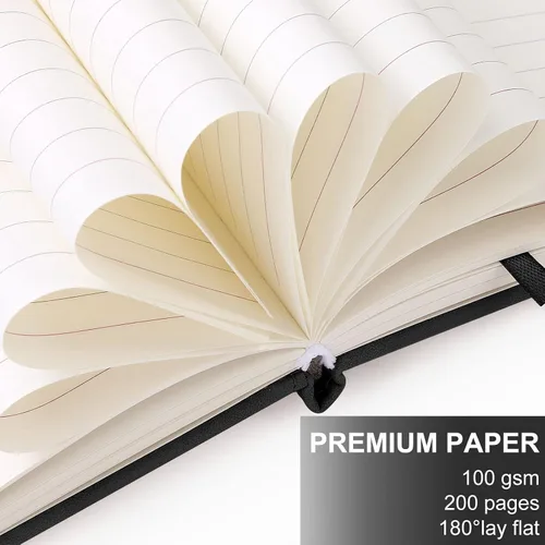 Miniatura 4 de Cuaderno de cuero A5 con bolígrafo, 200 páginas de tapa dura con bolsillo, diario de papel forrado grueso de 3.53 oz/m² para hombres y mujeres, gran