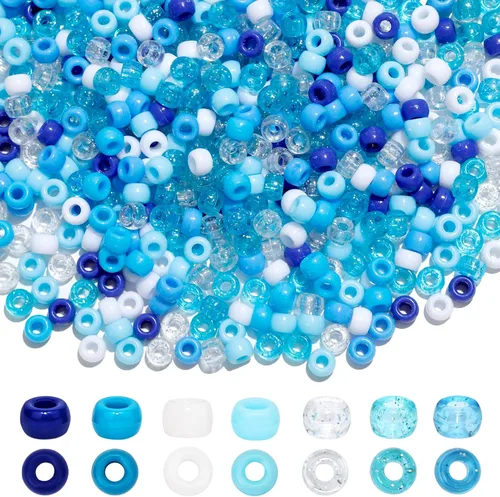 Cuentas de poni azul, 1000 piezas surtidas de cuentas azules para hacer joyas, pulseras, manualidades, decoración del hogar, fiestas, manualidades