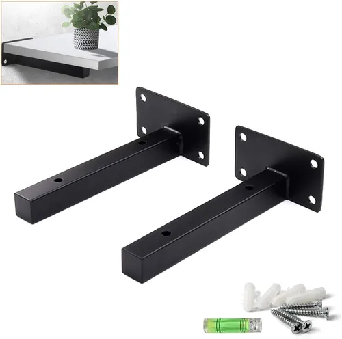Soporte flotante de tubo de acero inoxidable montado en la pared, juego de 2 soportes para estantes ocultos colgantes, soportes de soporte de ángulo