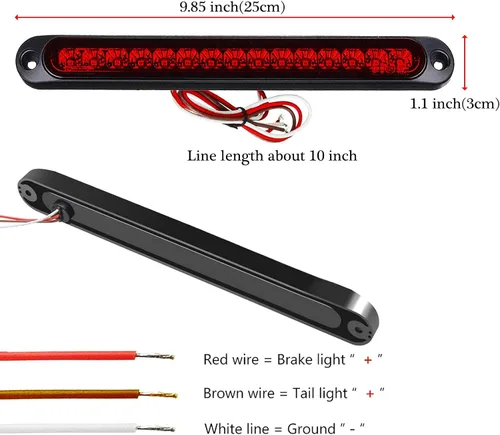 Miniatura 4 de Luz trasera de freno de remolque de 15 LED, luces traseras de barra LED, tira de freno impermeable, tira de freno, luz roja para barcos marinos