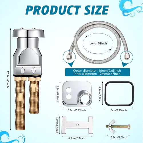 Miniatura 3 de Hortsun Kit de interruptor de vacío para tazón, mango de hardware, 7 piezas de acero inoxidable, latón chapado en cromo, 31 pulgadas, para reemplazo