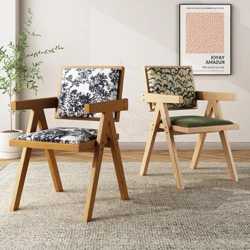 Miniatura 2 de YVYKFZD Juego de sillas de comedor de madera maciza, sillas de cocina sin brazos, silla de comedor tapizada con respaldo, sillón de terciopelo