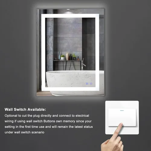 Miniatura 4 de Bonnlo Espejo de baño LED antiempañador de 32 "24" con luces táctiles/regulables