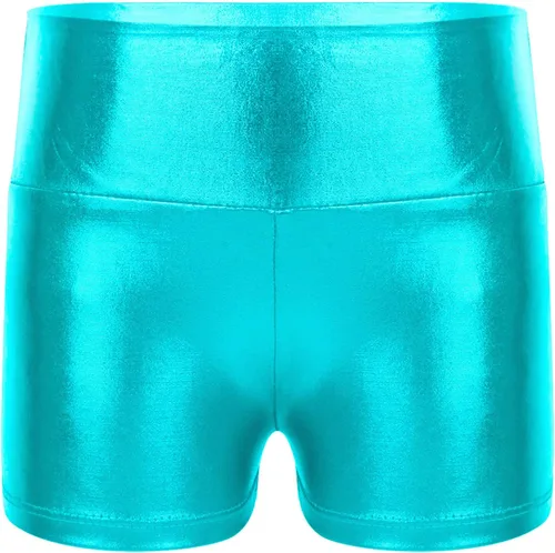 Pantalones cortos metálicos brillantes para niñas, hip hop, jazz, danza, gimnasia, entrenamiento, yoga, pantalones cortos deportivos, ropa de baile
