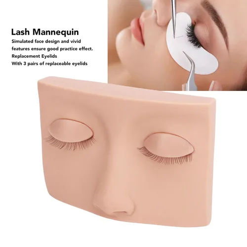 Miniatura 2 de Cabeza de maniquí de pestañas, cabeza de maniquí de pestañas de repuesto de silicona extraíble, extensión de pestañas, práctica de entrenamiento