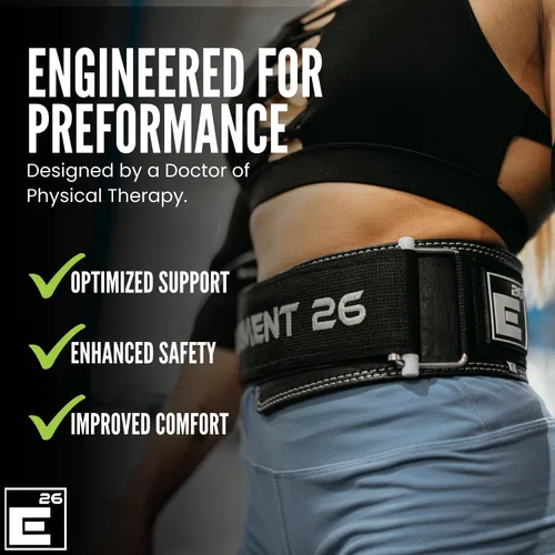 Miniatura 4 de Element 26 - Cinturón híbrido de cuero para levantamiento de pesas para hombres y mujeres - Cinturón de cuero ajustable con bloqueo automático