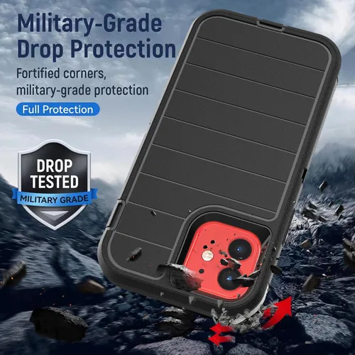 Miniatura 3 de YmhxcY Funda para iPhone 12/iPhone 12 Pro [2 Protectores de Pantalla de Vidrio Templado] Cubierta Duradera de 3 Capas A Prueba de Caídas/Funda