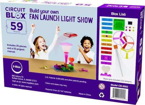 Miniatura 3 de E-Blox Kit de circuito STEM de bloques de construcción, 59 proyectos, construye tu propio espectáculo de luces de lanzamiento de ventiladores