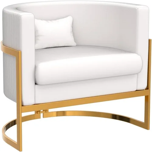 Miniatura 5 de Alunaune - Sillón tapizado de terciopelo con diseño Accent, sillas Barrel modernas para sala de estar, sofá de salón estilo Tub Bucket, silla