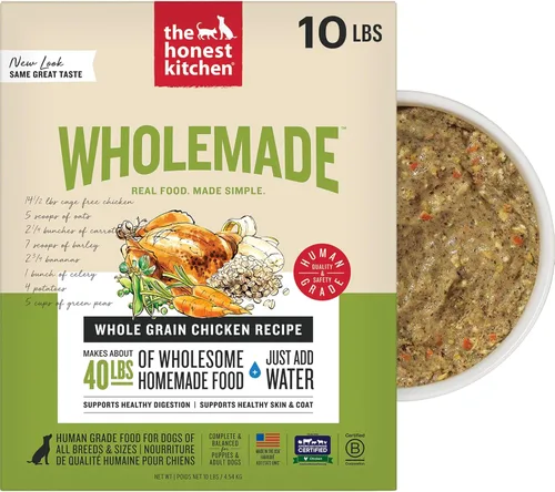 The Honest Kitchen, comida para perros de grado humano de grano entero deshidratado Wholemade™ - Comida completa y equilibrada o cobertura - Pollo,