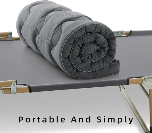 Miniatura 7 de Jamdok Cubrecolchón para cuna de campamento, cama de caravana, camas individuales estrechas (75 x 30 pulgadas), almohadilla acolchada gruesa