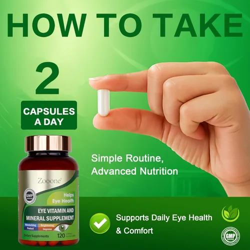 Miniatura 6 de zooone - Suplemento de vitaminas oculares de luteína de 120 piezas para la salud macular y el ojo seco, contiene luteína, zinc, vitaminas C/E