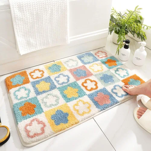 Miniatura 8 de Tapete de baño con rayas, extra suave, absorbente, antideslizante, cómodo, tapete para bañera, ducha, baño, lavable a máquina, 16 x 24 pulgadas, rosa