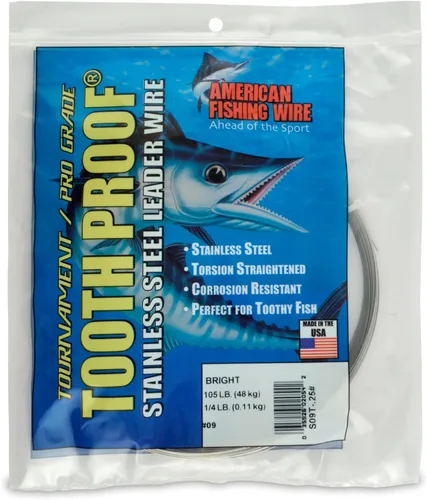 Miniatura 67 de AFW Alambre Líder Duro de Una Hebra de Acero Inoxidable a Prueba de Dientes - Brillante y Camuflaje para Tiburón, Barracuda, Caballa Real, Wahoo