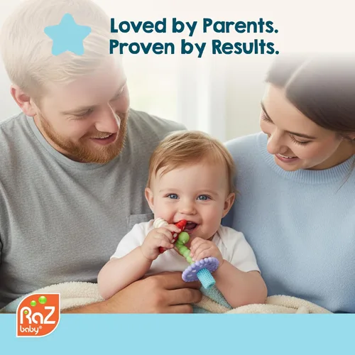 Miniatura 7 de RaZbaby Chompy Varita de Dentición – Tubo de Dentición para Bebé de Silicona Suave y Hueco para Dientes Delanteros y Molares Traseros, Desarrollo