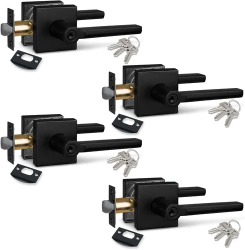 Miniatura 40 de NEWBANG Palanca de puerta de cama/baño para privacidad Baño e interior Manija de cerradura de puerta en negro mate envejecido, HD1601-DB-BK-1P