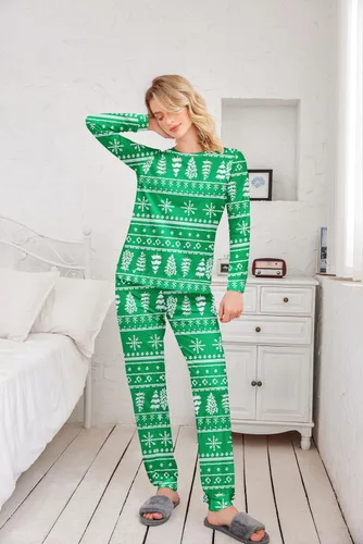 Miniatura 22 de Ekouaer Conjunto de pijama de manga larga para mujer, ropa de dormir suave con cuello redondo y bolsillos