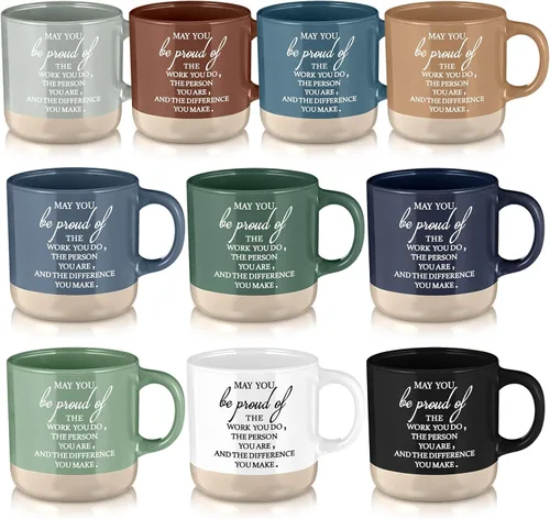 Didaey 10 tazas de agradecimiento a granel CNA Week Gifts Bulk 13 oz Tazas de café de cerámica inspiradoras May You Be Proud Regalo de