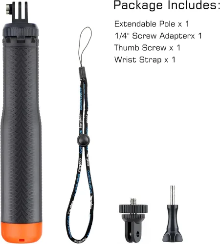 Miniatura 8 de GEPULY Palo de selfie impermeable de 9'' a 27'' pulgadas, agarre flotante de mano para GoPro Hero 13 12 11 10 9 8 7 6 5 4 3 Fusion, Max, la mayoría