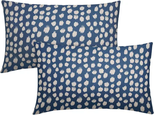 Miniatura 120 de Fundas de almohada marrón y blancas de 18 x 18 pulgadas, juego de 2 almohadas boho grises con lunares, fundas de almohada modernas estampadas