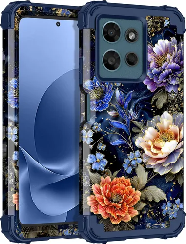 Miniatura 12 de LONTECT Funda para Moto Edge 2021, Moto Edge 5G UW, funda floral a prueba de golpes, 3 en 1, híbrida resistente, resistente, funda protectora
