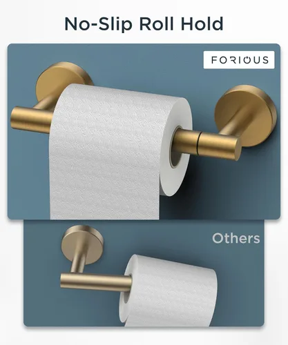 Miniatura 51 de FORIOUS Soporte de pared para papel higiénico, soporte de rollo de papel higiénico de doble poste giratorio de acero inoxidable para baño, Blanco
