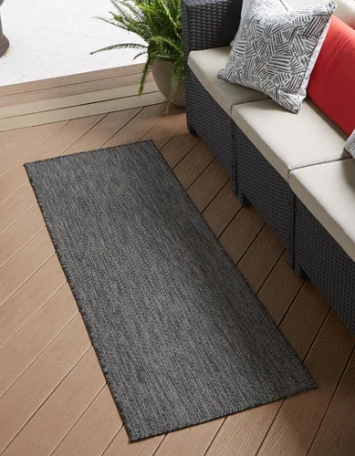 Miniatura 18 de Unique Loom Collection Alfombra de Área Plana Casual de Transición Sólida Jaspeada para Interiores/Exteriores (Pasillo 2' x 6' 1", Azul/Azul Marino)