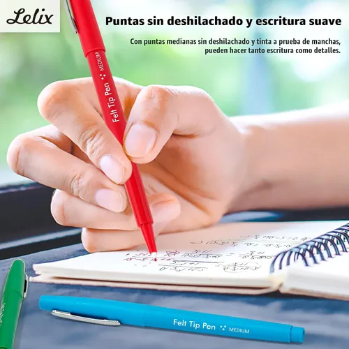Miniatura 5 de Bolígrafos de punta de fieltro de 20 colores, bolígrafos de punta media, bolígrafos de colores surtidos Lelix para diario, escribir, tomar notas