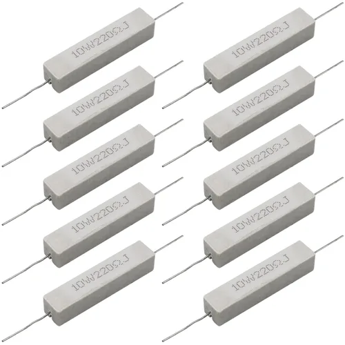 Miniatura 12 de 10 resistencias de cable de plomo axial de 10 W, 0.5 ohmios y 5 % – Resistencias de potencia de cemento cerámico fijas de heridas blancas