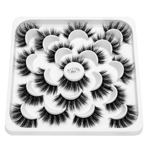 Miniatura 7 de DYSILK - 10 pares de pestañas de visón 6D, pestañas postizas dramáticas de volumen grueso pestañas postizas naturales suaves extensión maquillaje