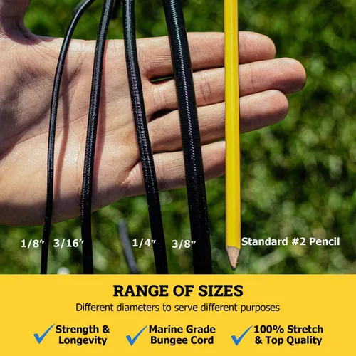 Miniatura 2 de Cuerda de choque de grado marino SGT KNOTS – 100% elástico, elástico de poliéster Dacron para proyectos de bricolaje, amarres, usos comerciales