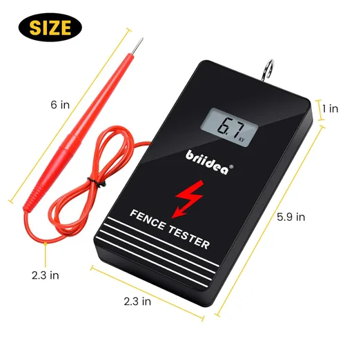 Miniatura 5 de briidea - Probador eléctrico de valla de 300 V-15000 V, con pantalla LCD grande y recordatorio de batería baja, diseñado para tu solucionador