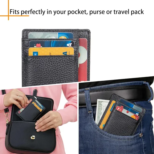 Miniatura 4 de LinsCraft Pequeñas carteras de bolsillo con bloqueo RFID para hombres y mujeres