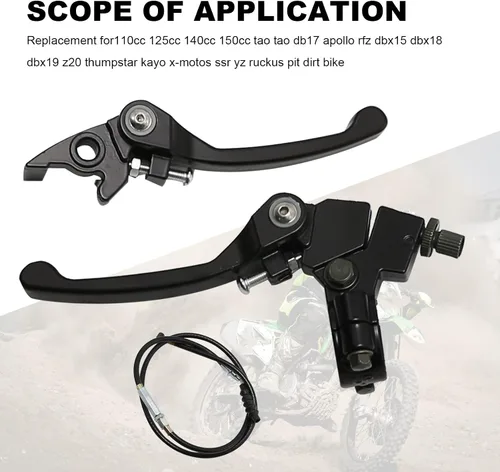 Miniatura 4 de Palanca de embrague plegable de 7/8 con percha y cable de embrague de repuesto para 110/125/140/150cc SSR125 RFZ YZ Ruckus TaoTao DB17/27 Apollo