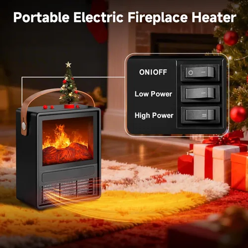 Miniatura 8 de FLAME&SHADE - Calentador de Chimenea Eléctrico Portátil para Uso en Interiores, Calentadores de Chimenea con Llama LED 3D, Protección Contra