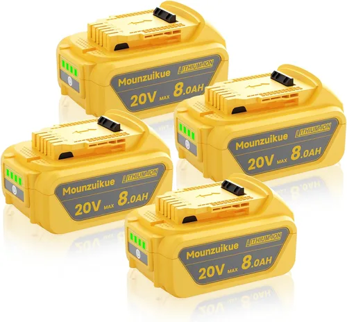 Paquete de 4 baterías de repuesto de 8.0 Ah para Dewalt de 20 V de litio compatible con Dewalt 20 voltios MAX batería XR DCB200 DCB201 DCB203 DCB204