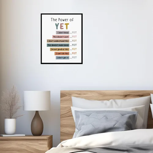 Miniatura 3 de The Power of Yet Print - Póster de terapia de oficina, decoración de pared para habitación de niños, póster bohemio para aula, mentalidad